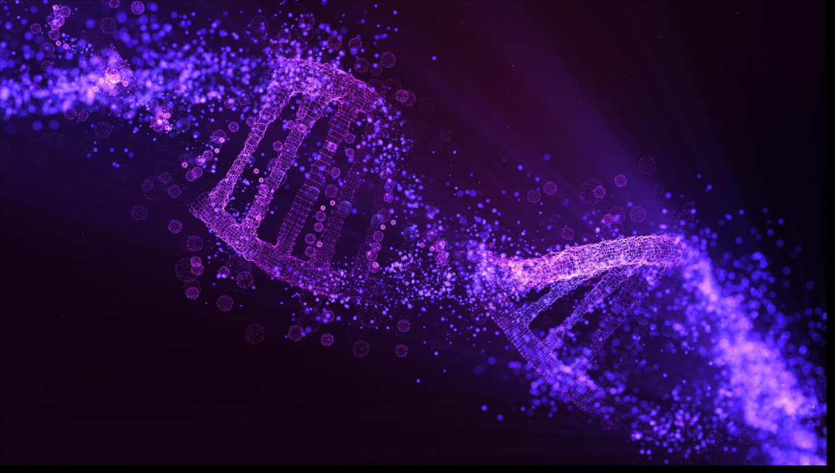Purple DNA helix strand
